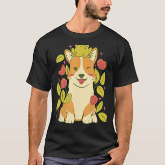 T-shirt Cute Chien Et Grenouille Corgi 1