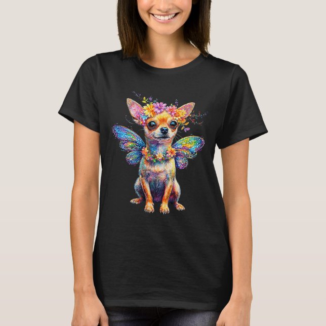 T-shirt Cute Chihuahua Dog Angel With Wings  (Devant)