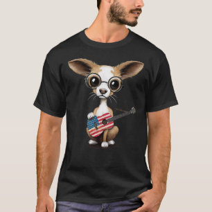 T-shirt Cute Chihuahua Jouer à la guitare américaine du dr