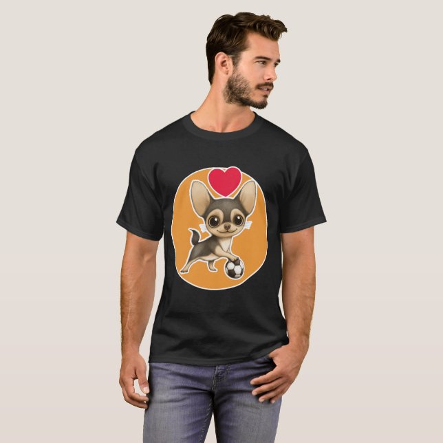 T-shirt Cute Chihuahua playing with its ball (Devant entier)