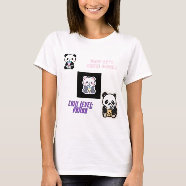 T-shirt Cute Chill Panda With Boba (Devant)