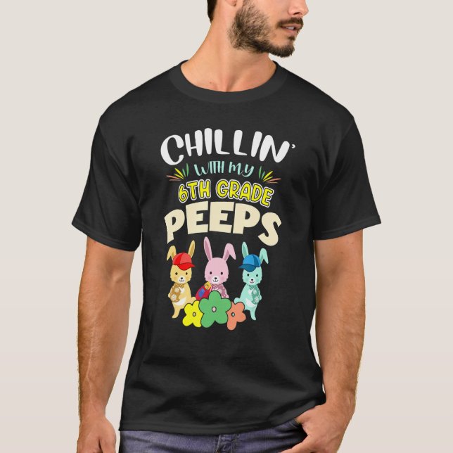 T-shirt Cute Chillinu2019 Avec Mes Lapins De 6E Année Heur (Devant)
