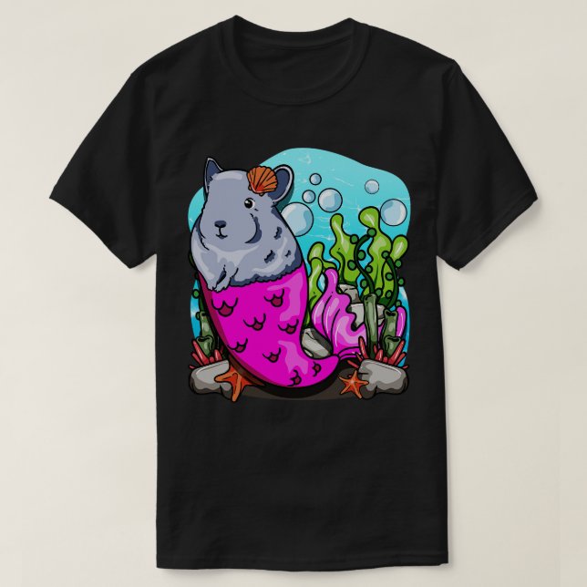 T-shirt Cute Chinchilla sirène (Design devant)
