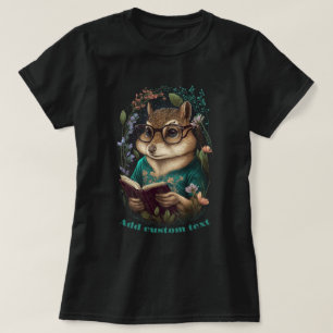 T-shirt Cute Chipmunk Lire fleur sauvage du livre, Chipmun