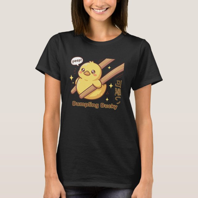 T-shirt Cute Chopstick Kawaii Duck Dumpling Ducky Meme (Devant)