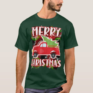 T-shirt Cute Christmas holiday Xmas country farming truck