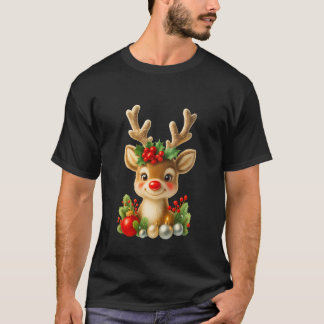 T-shirt Cute Christmas Reindeer 3D Illustration | Holiday 
