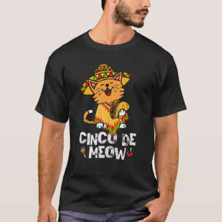 T-shirt Cute Cinco De Meow Poncho Sombrero Mexican Cat Cin