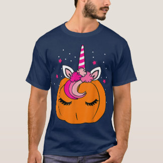 T-shirt Cute Citrouille Unicorn Costume visage Easy Hallow