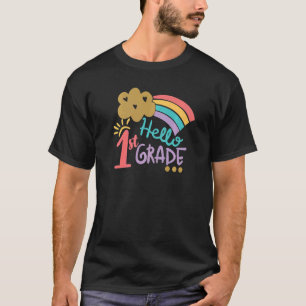 T-shirt Cute Cloud Rainbow Bonjour Enseignant 1ère année R