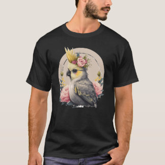 T-shirt Cute Cockatiel Parrot Bird Flower Crown Pet Birds