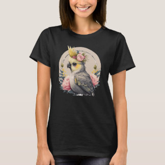 T-shirt Cute Cockatiel Parrot Bird Flower Crown Pet Birds