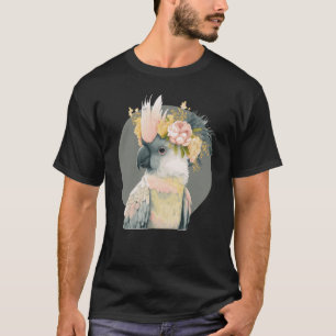 T-shirt Cute Cockatoo Parrot Oiseau Fleur Couronne Animaux
