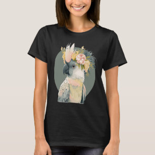 T-shirt Cute Cockatoo Parrot Oiseau Fleur Couronne Animaux