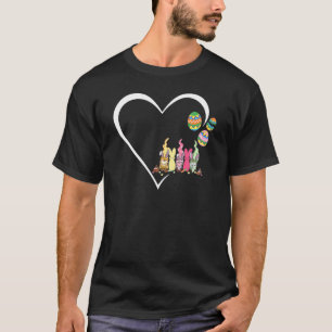 T-shirt Cute Coeur Gnome Encarts Bunny Joyeux Oeuf de Pâqu