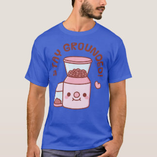 T-shirt Cute Coffee Grinder Restez Pun Gris
