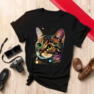 T-shirt Cute Colorful Chat Design Artistique Chat Vêtement