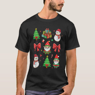 T-shirt Cute Coquette Bow Gnomes Snowman Noël Femmes G
