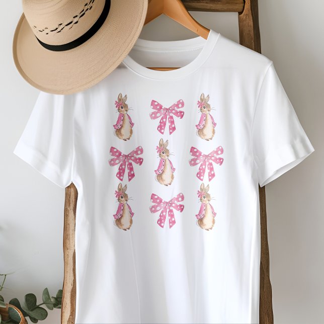 T-shirt Cute Coquette Bunnies et vaches roses Pâques (Cute Coquette Pink Bunnies and Bows Easter T-Shirt)