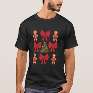 T-shirt Cute Coquette Pink Bow Xmas Gingerbread Homme Chri