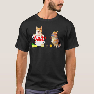 T-shirt Cute Corgi Chien Tee Mad Hatte Tea Party nourritur