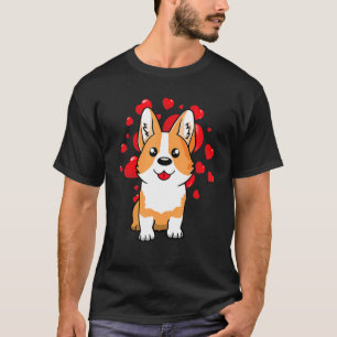 T-shirt Cute Corgi Chien Valentines Jour Amour Coeur pour 