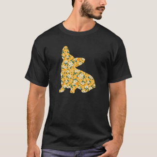 T-shirt Cute Corgi Owner Flower Floral Silhouette Dog Bree