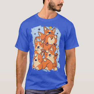 T-shirt Cute Corgi Stack Cartoon Dog Pet Adorable 