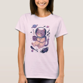 T-shirt Cute Cosmic Cat Art | Meowstronaut Fuel Mug & Tee