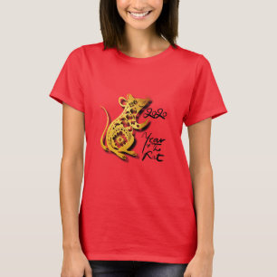 T-shirt Cute coupé en papier chinois Nouvel an Rat femmes 