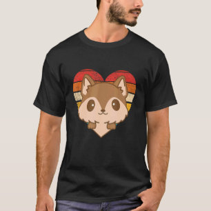 T-shirt Cute Coyote Forme de coeur rétro Vintage