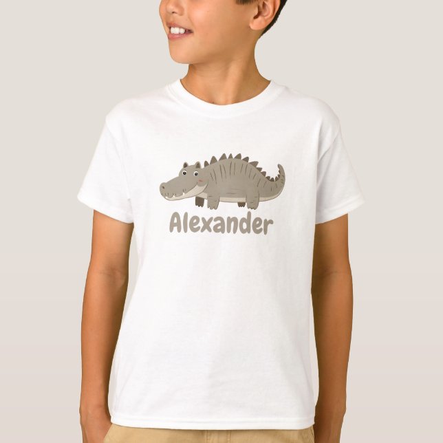 T-shirt Cute Crocodile Boys Nom personnalisable (Devant)