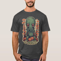 Cute Cthulhu en Citrouille Patch Style Vintage Tee