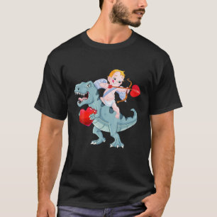 T-shirt Cute Cupid équitation Dinosaure Coeur Saint Valen