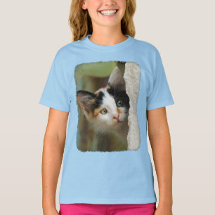 T-shirt Cute Curieux Chat Kitten Yeux de prière Photo - Ra