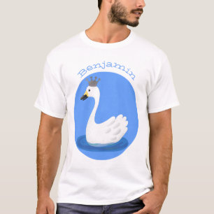 T-shirt Cute cygne blanc avec dessin de la couronne