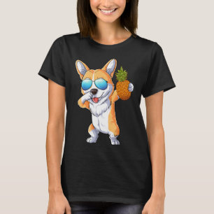 T-shirt Cute Dabbing Corgi Chien Ananas Fruit Tropical Su