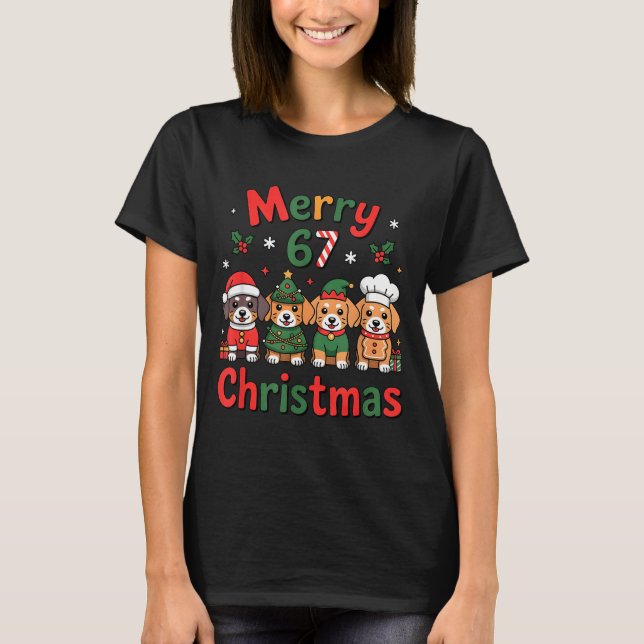 T-shirt Cute Dachshund Christmas Design Funny Holiday Dog  (Devant)