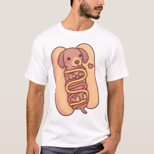 T-shirt Cute Dachshund Hotdog Bun