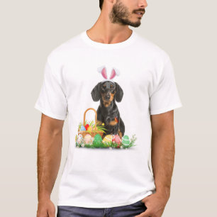 T-shirt Cute Dachshund Jour de Pâques Oeufs de lapin Cost