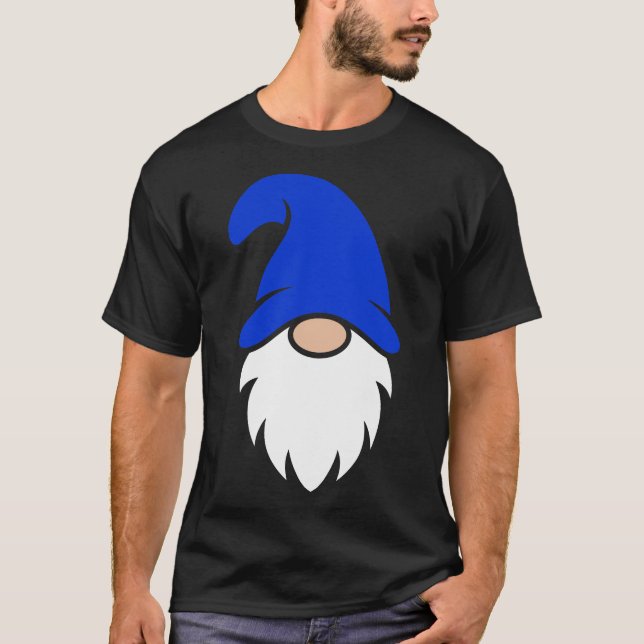 T-shirt Cute Dark Blue Christmas Gnome (Devant)