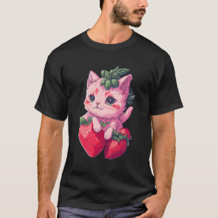 T-shirt Cute de fraise Chat Kawaii Anime - Chat de fraise