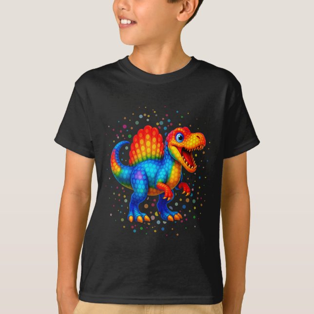 T-shirt Cute Dino Spinosaurus Polka Dot Art Student Dot Da (Devant)