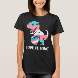 T-shirt Cute Dino Trex Rainbow Heart Lgbt Transgender Prid