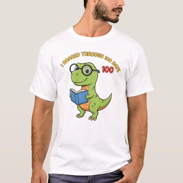 T-shirt Cute Dinosaur 100 Days of School (Devant)