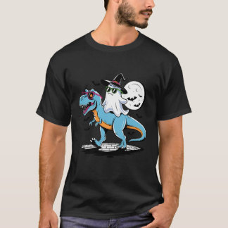 T-shirt Cute Dinosaur T rex and Ghost for Halloween