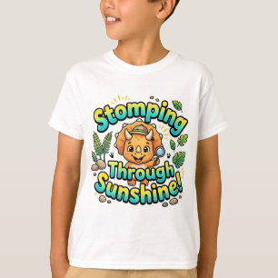 T-shirt Cute Dinosaure Marchant Dans La Sunshine