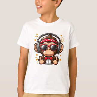 T-shirt Cute DJ Monkey with Headphones for Kids