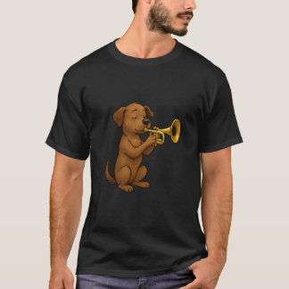 T-shirt Cute Dog Playing Trumpet, Funny Dog Trumpet