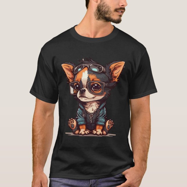 T-shirt Cute Dog with Sunglasses  1 (Devant)